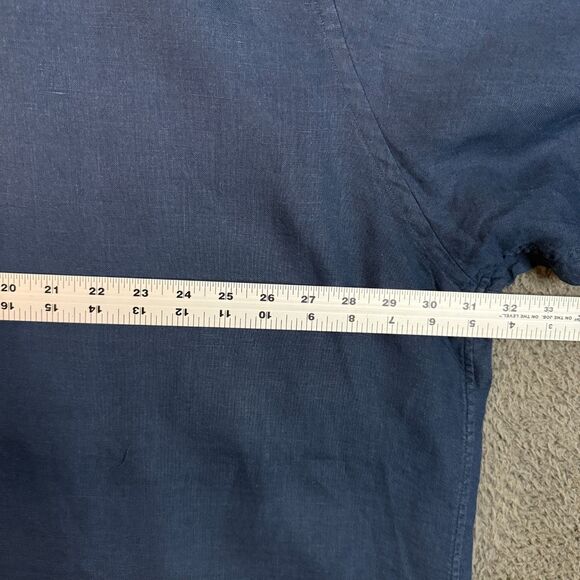 Proper Cloth Shirt Mens 4XL Blue Linen Long Sleeve Button Up Baird McNutt - Picture 9 of 12